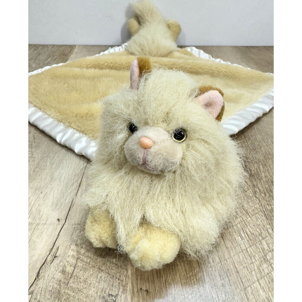14" Lori Turner My Banky Lynn Kitty Cat Baby Lovey Plush Blanket Satin Trim Tan - Picture 4 of 12